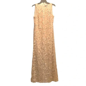 Ralph Lauren Cocktail Dress Sleeveless Lace Gown Brose Silver Sz 8 NWT